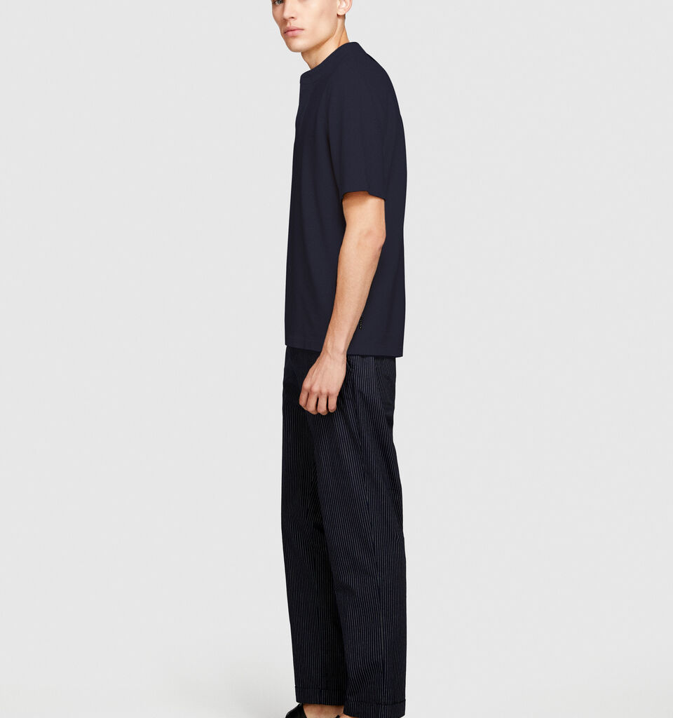 T-shirt in pique - men's short sleeve t-shirts - Dark Blue | Sisley image number 2